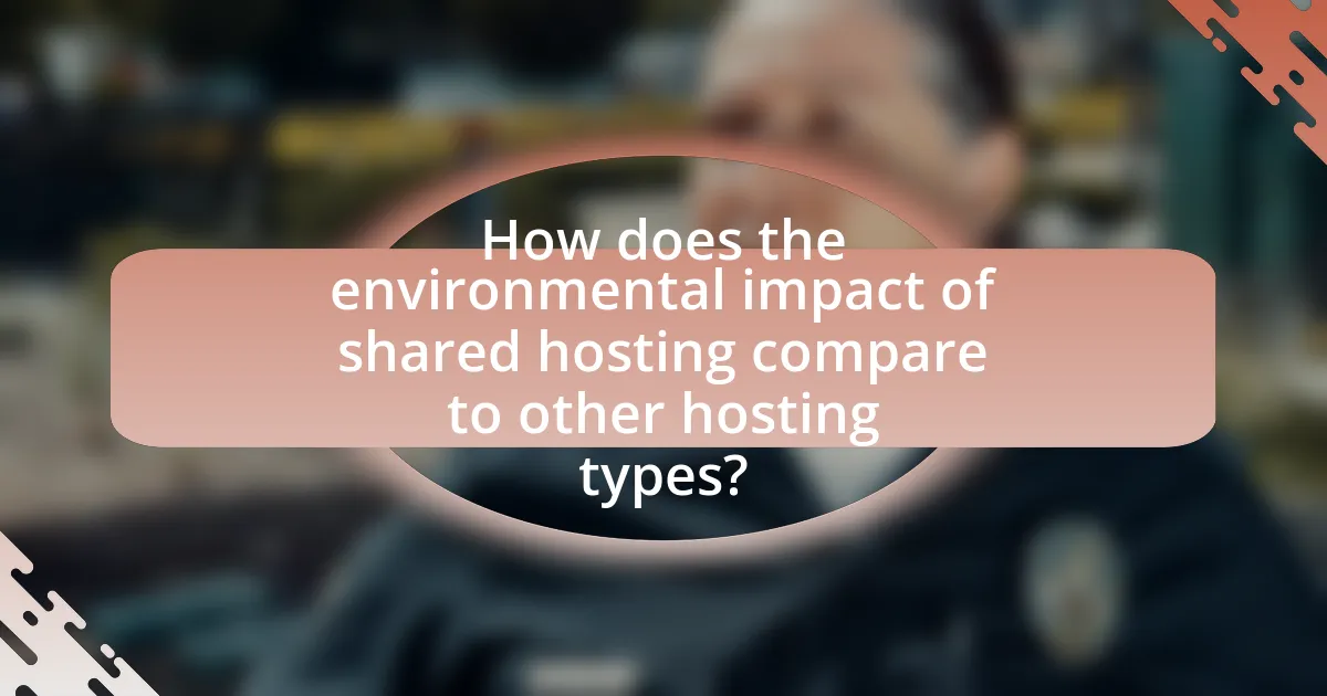 How does the environmental impact of shared hosting compare to other hosting types?